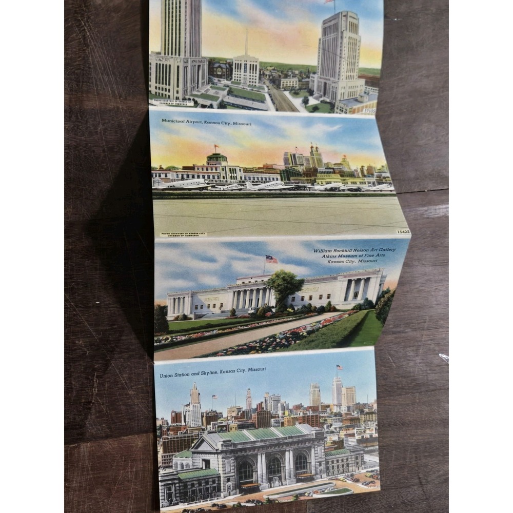 40s Vintage SOUVENIR FOLDER of GREATER KANSAS CITY Postcard Album, Attractions - Picture 12 of 14
